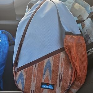 KAVU Men's Blue and Brown Patterned Backpack NWT